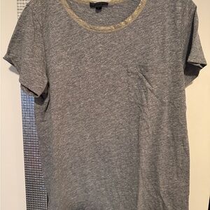 Gray Pocket Tee with Gold Trim